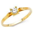 thumbnail image 1 of CZ Fashion Band 14k Yellow Gold Ring Small Solitaire Engagement Style Polished Finish Fancy Size 8.5, 1 of 1