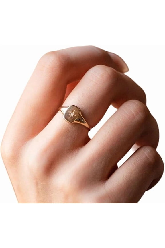 CZ Gemstone Ring, Natural Cubic Zircon CZ Tiny Ring, Genuine Birthstone, Single Stone Ring, Signet Ring, Womens Ring, Unisex Ring, Gold Micron Ring, 925 Sterling Silver, Minimal Stackable Ring
