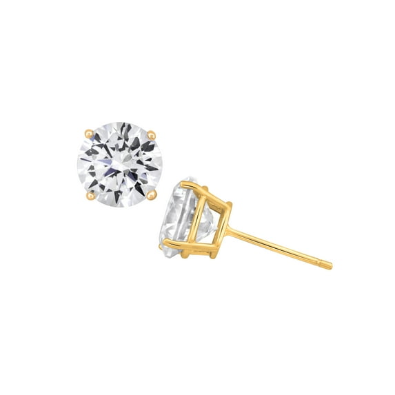 CZ Gold over Sterling Silver 8mm Round Stud Earrings