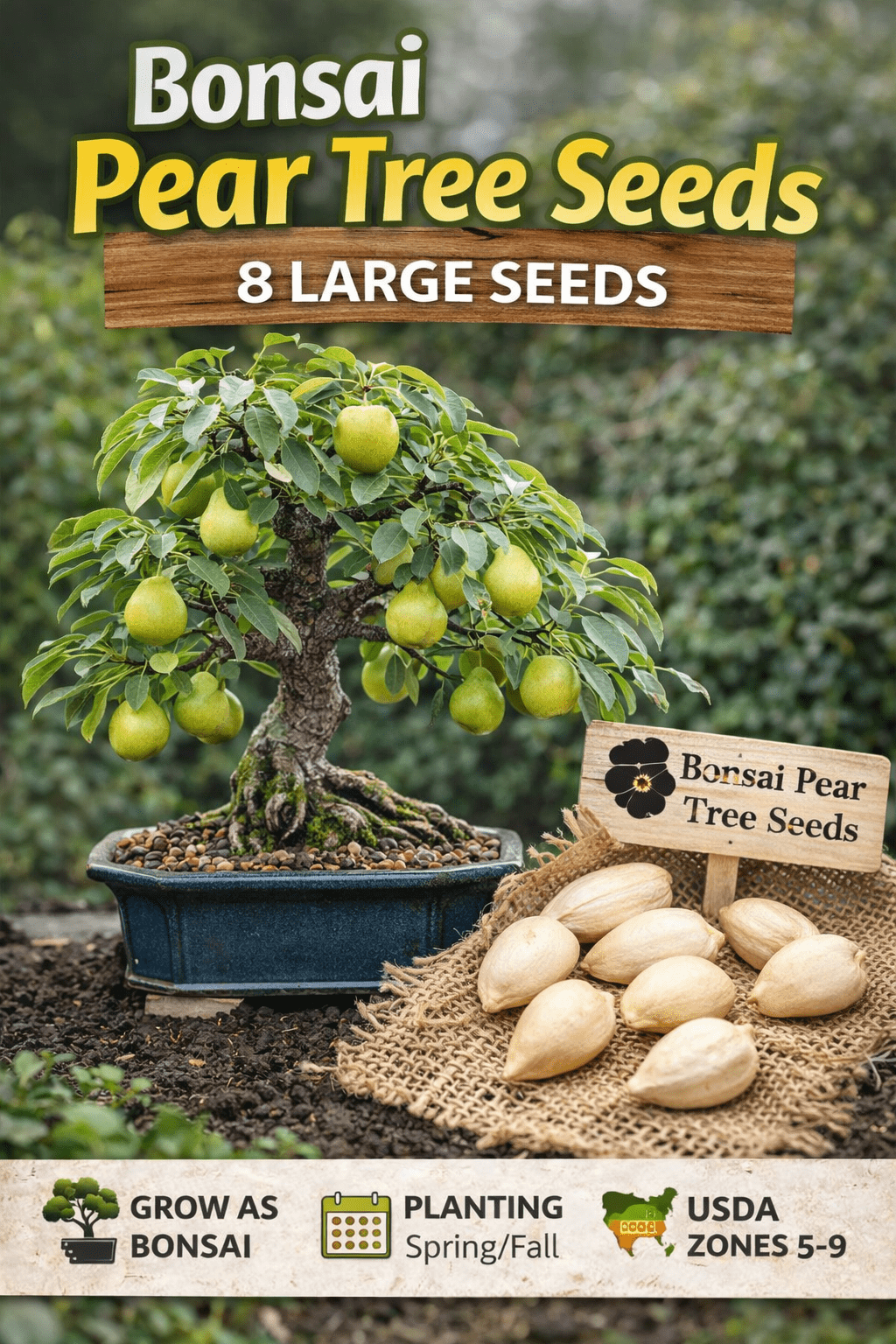 Bonsai Pear Tree Seeds - 8 Large Seeds - Grow Fruit Bearing Bonsai -  Walmart Business Supplies