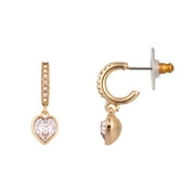 Bella by Thorne CZ Adult Heart Huggies Earrings Big,Gold/Clear, (Unisex)