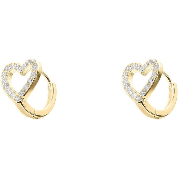 CZ Heart Shaped Small Hoop Cartilage Earrings for Women 925 Sterling Silver Pink Cubic Zirconia Tiny Hollow Love Huggie Hoops Dainty Birthday Wedding Jewelry for Mother