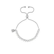 Bella by Thorne CZ Heart Adult Tennis Bracelet, Silver/Clear, (Unisex)
