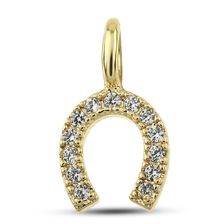 CZ Horeshoe Charm - Gold Plated Brass, Good Luck Charm with Cubic Zirconia Crystals - Dainty Charms for Bracelet, Necklace - DIY Bracelet Supplies