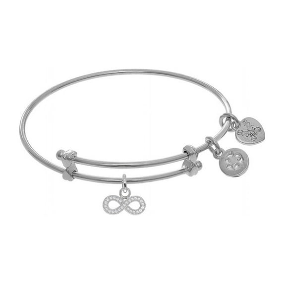 CZ Infinity Tween Bangle Charm Bracelet 6 Inches Adjustable
