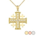 thumbnail image 1 of CZ JERUSALEM CROSS PENDANT NECKLACE IN GOLD (YELLOW/ROSE/WHITE) :  14K  Pendant with 20" chain, 1 of 1
