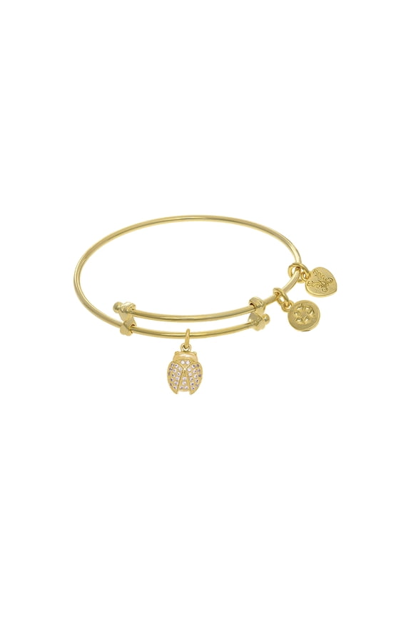 CZ Lady Bug Tween Bangle Charm Bracelet 6 Inches Adjustable