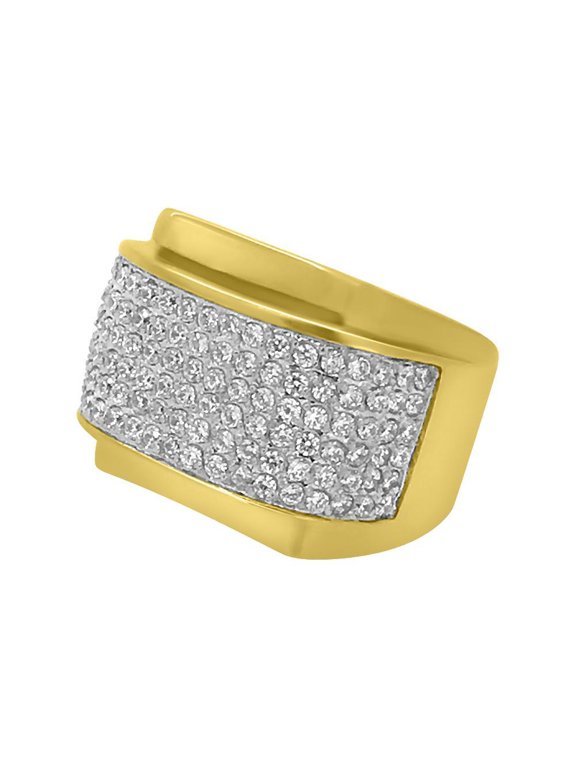 CZ Micro Pave Rounded Gold Stainless Steel Ring