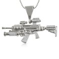 thumbnail image 1 of CZ Military Machine Gun HipHop Pendant Rhodium, 1 of 1