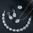thumbnail image 1 of CZ Oval Shape Pendent Necklace Huggie Earrings Bracelet Ring Pageant Jewelry Set, 1 of 5