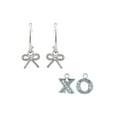 thumbnail image 1 of CZ Platinum over Sterling Silver "XO" and Bow Enhancers 3/4" Hoop Earrings, 1 of 1