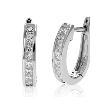 Men's 2 Large Channel Set CZ Hoop Earrings | Real 925 Sterling Silver | Goldum NYC