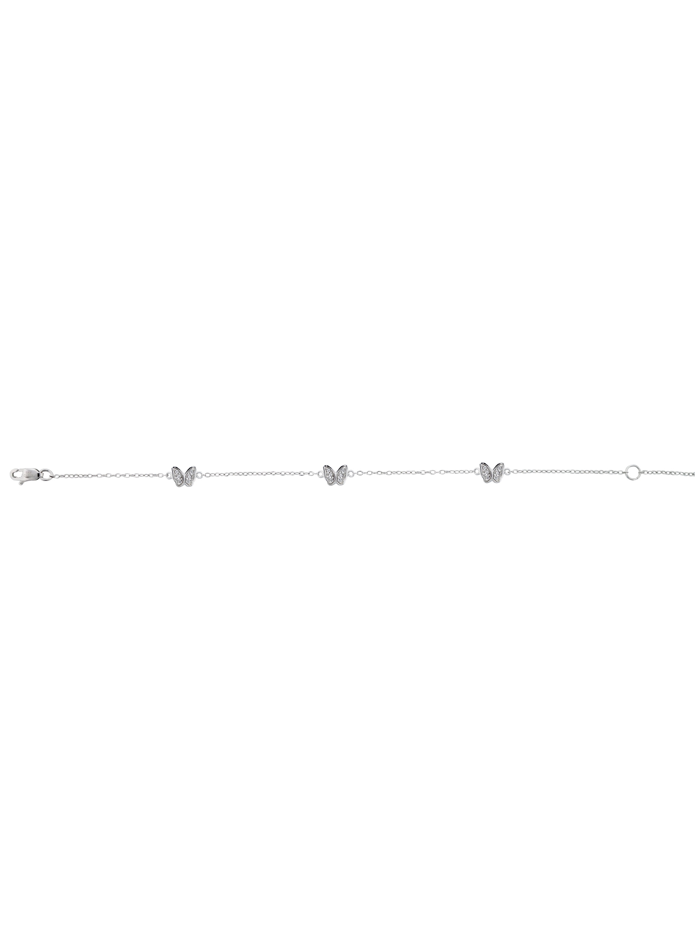 CZ Rhodium over Sterling Silver Butterfly Bracelet, 7"