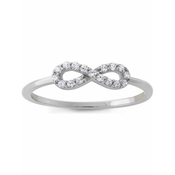 CZ Rhodium over Sterling Silver Infinity Stack Ring