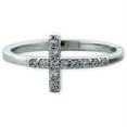 thumbnail image 1 of CZ Rhodium over Sterling Silver Sideways Cross Ring, 1 of 1