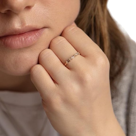CZ Ring, Natural White Topaz Ring, White Topaz Gemstone Ring, November Birthstone, Band Ring, Womens Ring, Gold Micron Ring, 925 Sterling Silver, Dainty Minimal Ring, Wedding Ring, Party Wear
