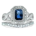 thumbnail image 1 of CZ Rings Cubic Zirconia Wedding Set Silver Bridal Engagement Ring Band for Women Size 8, 1 of 5