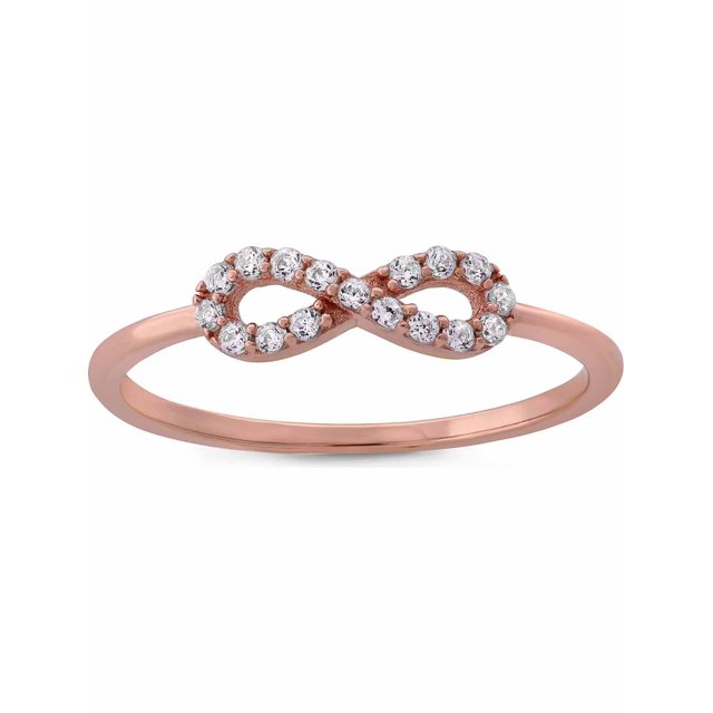 CZ Rose over Sterling Silver Infinity Stack Ring - Walmart.com