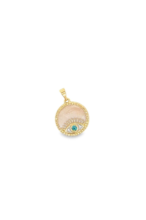 CZ Round Good Luck Evil Eye Protection Enamel Charm Pendant
