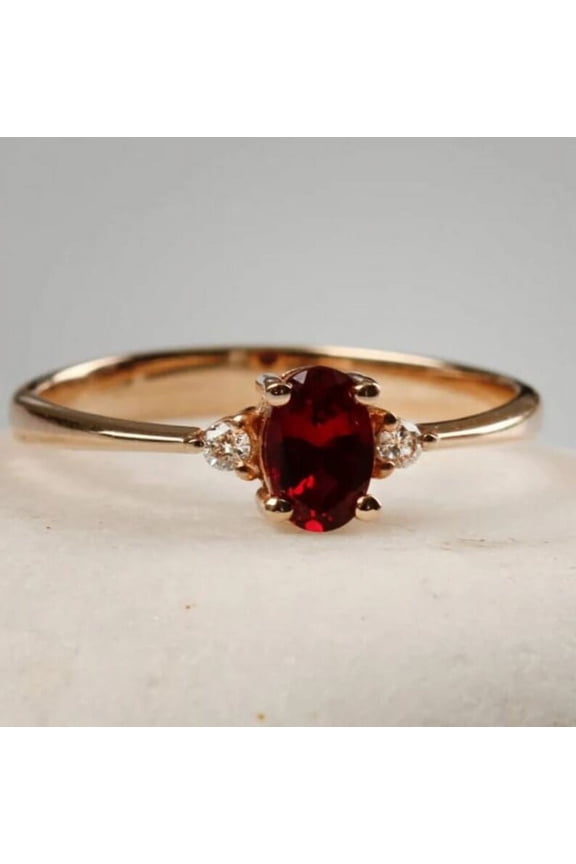 CZ Ruby Diamond Ring,Ruby Wedding Band Anniversary Ring, Valentine's Day