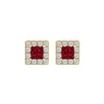 thumbnail image 1 of CZ Ruby Smart Square Halo Stud Earrings 14K Yellow Gold, 1 of 6