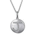 thumbnail image 1 of CZ Silver-Tone Initial Satin Disc Pendant, 18", 1 of 16