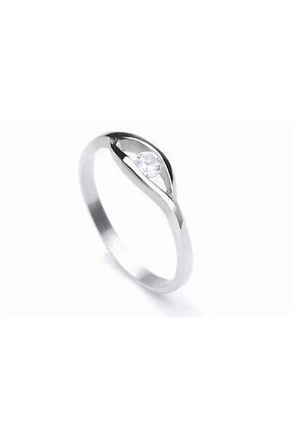 CZ Single Stone Ring - Commitment Purity Love Ring Promise Ring for Women