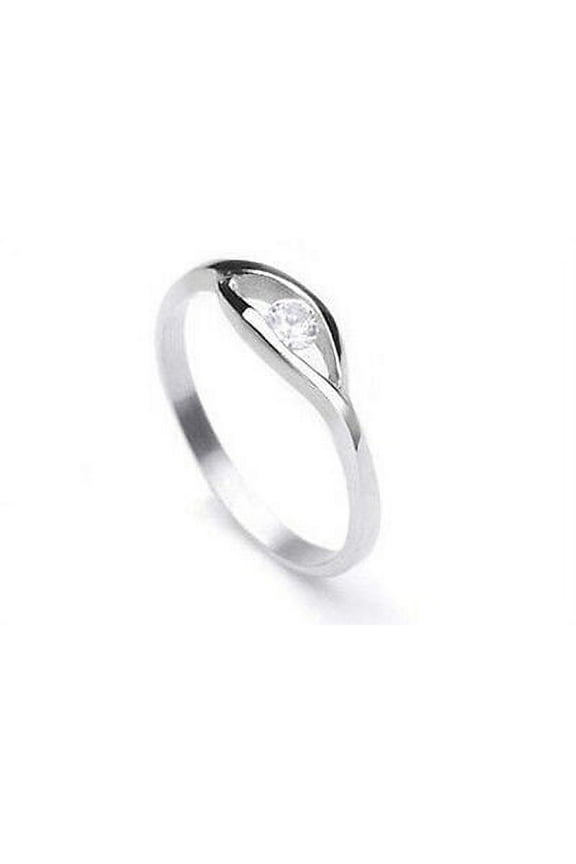 CZ Single Stone Ring - Commitment Purity Love Ring Promise Ring for Women