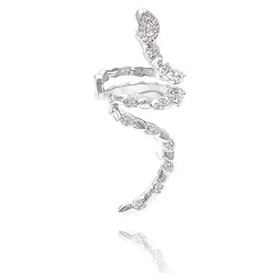 CZ Snake Ear Cuff Cartilage Non Pierced Clip On Earring for Women Animal Fake Huggie Hoop Climber Open Wrap Earrings