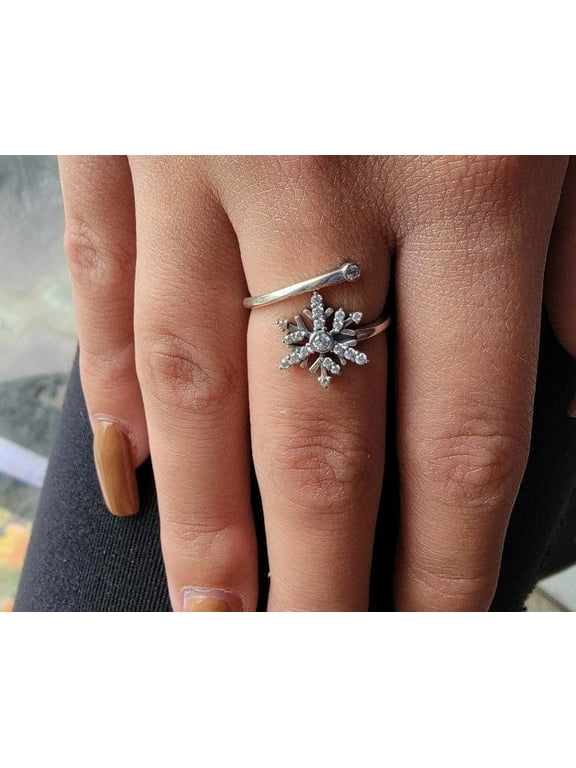 CZ Snowflake Adjustable Ring