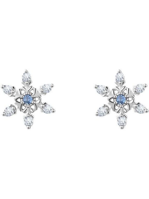 CZ Snowflake Flower Cartilage Helix Stud Earrings for Women Stainless Steel Crystal Winter Snow Tragus Screw Flat Back Small Studs Earring Tiny Dainty Christmas Jewelry Gifts for Daughter BFF 18G