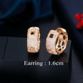 thumbnail image 1 of CZ Square Round Huggie Hoop Earrings for Women Wedding 585 Gold Plated Jewelry, 1 of 9