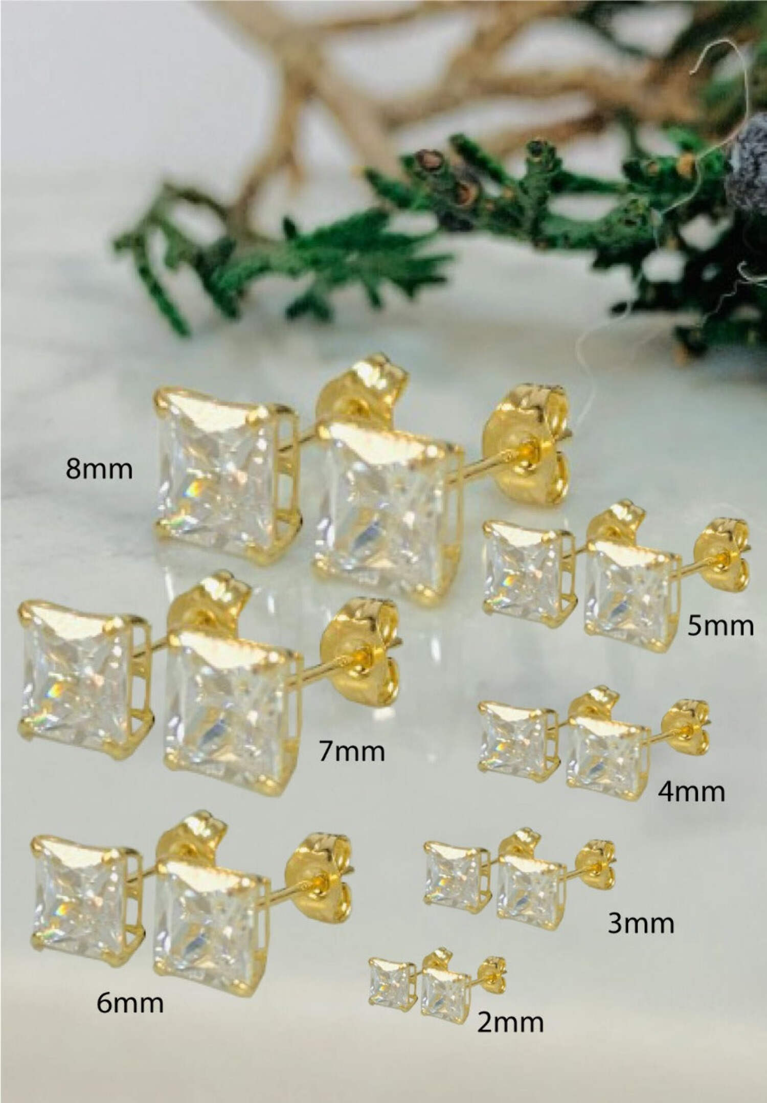 Solid 10k Yellow Gold CZ Stud Earring cheapest For Womens Mens / Aretes Oro Solido Mujer