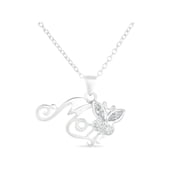 CZ Sterling Silver "Mom" Pendant, 18"