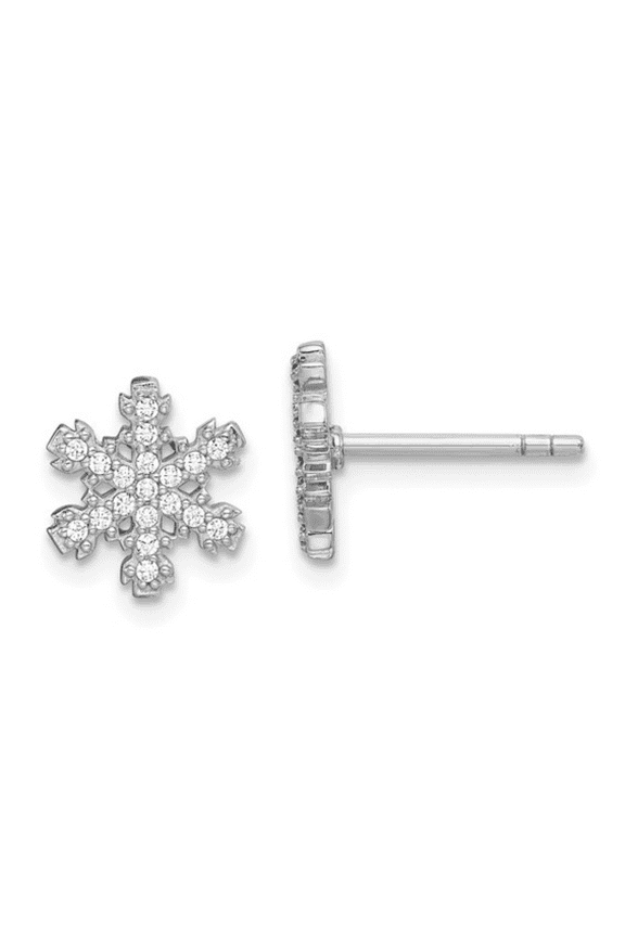 CZ Sterling Silver Snowflake Earrings