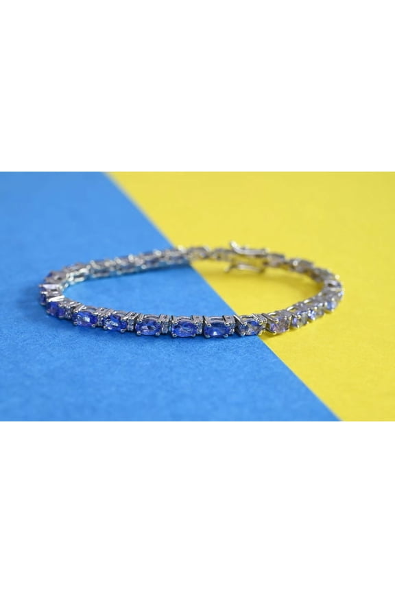 CZ Tanzanite Tennis Bracelet, 925 Sterling Silver Tanzanite Chain link Bracelet Gift For Mother, Anniversary Gift For Wife Mom Love