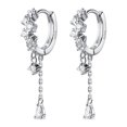 thumbnail image 1 of CZ Teardrop Dangle Small Hoop Earrings Sterling Silver Tassel Chian Hoops for Women, 1 of 5