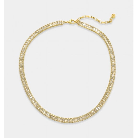 CZ Tennis Necklace, White Eternity Necklace, Baguette CZ Chain, Layering Necklace, Baguette Cut Necklace