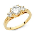 thumbnail image 1 of CZ Three Stone Engagement Ring 14k Yellow Gold Anniversary Round Solitaire Three Stone Band Size 8, 1 of 1