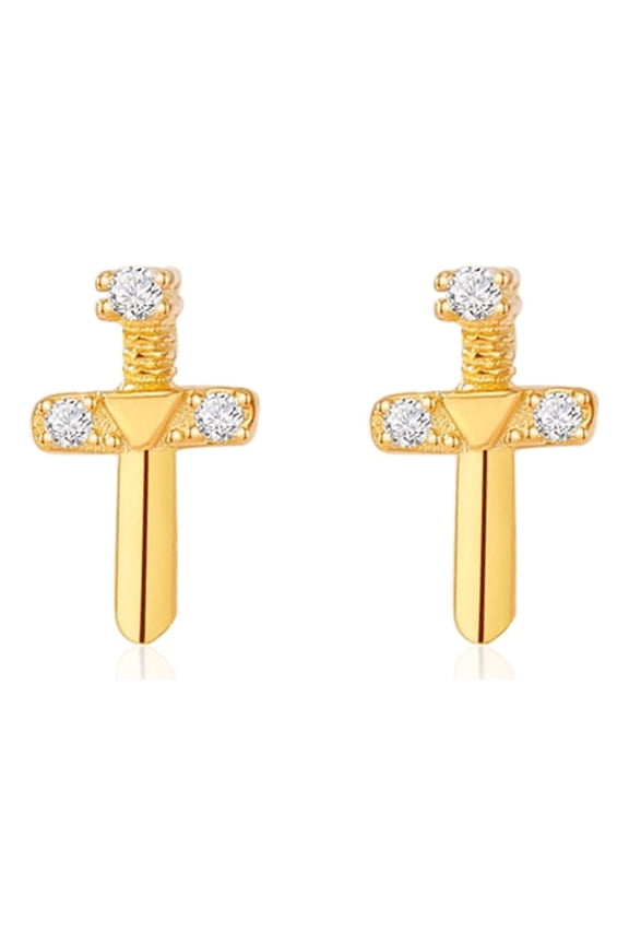CZ Tiny Cross Stud Earrings Sterling Silver Gold Plated Cartilage Tragus Earring Piercing for Women