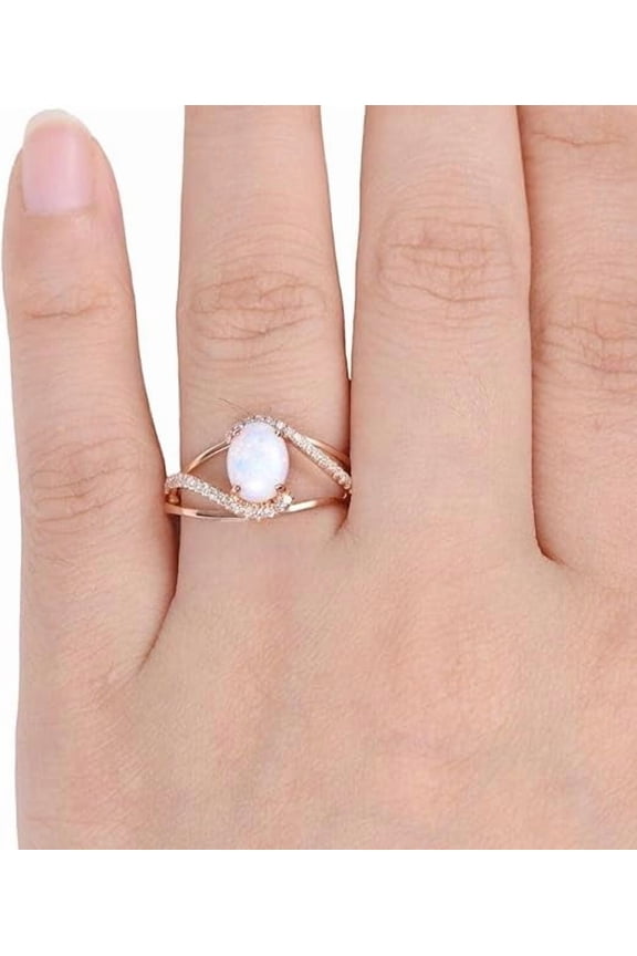 CZ Tiny Ring, Natural Opal Cross Ring, Opal Gemstone Ring, October Birthstone, Womens Ring, Stackable Ring, Gold Micron Ring, 925 Sterling Silver, Dainty Ring, Gift For Her, Christmas Gift