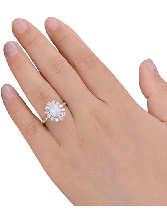 CZ Tiny Ring, Natural Opal Halo Ring, Fire Opal Gemstone Ring, October Birthstone, Womens Ring, Cluster Ring, Stackable Ring, Gold Micron Ring, 925 Sterling Silver, Dainty Ring, Christmas Gift