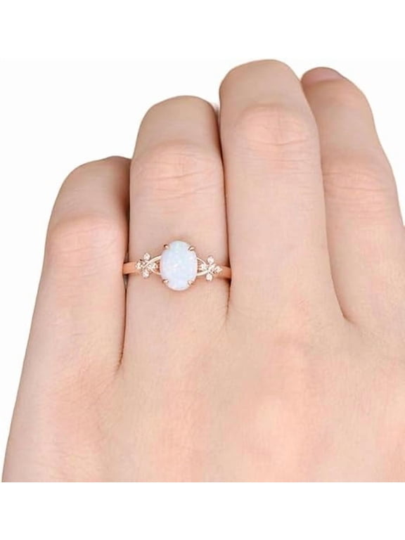 CZ Tiny Ring, Natural Opal Ring, Fire Opal Gemstone Ring, October Birthstone, Womens Ring, Stackable Ring, Gold Micron Ring, 925 Sterling Silver, Dainty Ring, Gift For Her, Christmas Gift