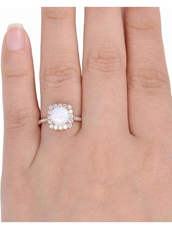 CZ Tiny Ring, Natural Opal Ring, Opal Gemstone Ring, October Birthstone, Womens Ring, Stackable Ring, Halo Ring, Gold Micron Ring, 925 Sterling Silver, Dainty Ring, Gift For Her, Christmas Gift