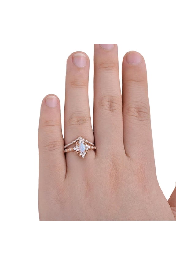 CZ Tiny Ring, Natural Opal Stackable Ring, Fire Opal Gemstone Ring, October Birthstone, Women Ring, Halo Ring, Stacking Ring, 2 Ring Set, Gold Micron Ring, 925 Sterling Silver, Dainty Ring, Christmas