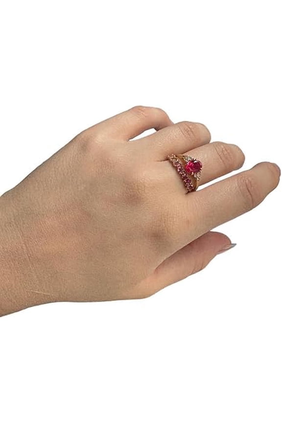 CZ Tiny Ring, Natural Ruby, Ruby Gemstone Ring, July Birthstone, Womens Ring, Gold Micron Ring, 925 Sterling Silver, Fine Jewelry, Dainty Ring, Minimal Stackable Ring, Gift For Her