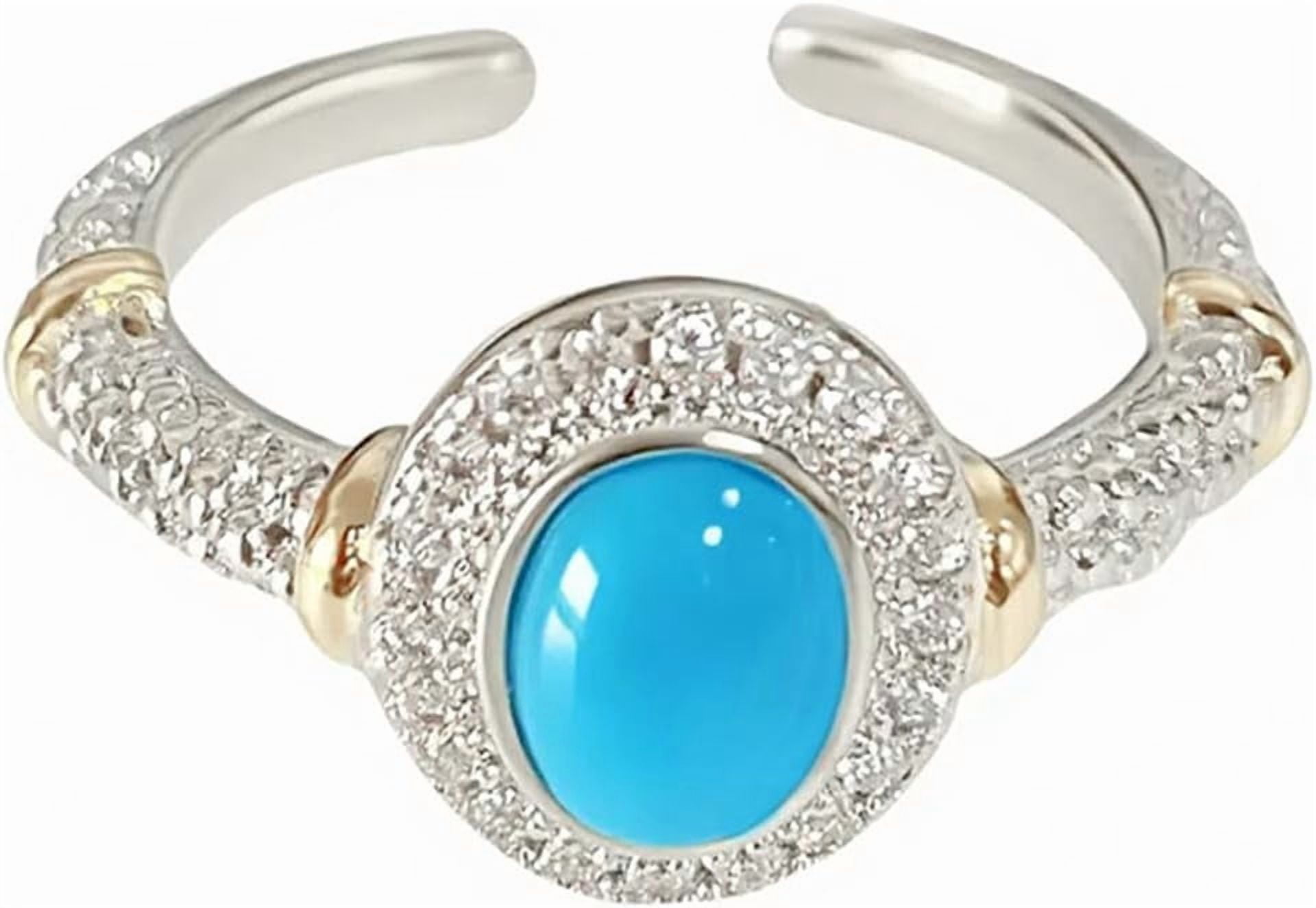 CZ Turquoise Statement Rings for Women Silver Plated Fashion Crystals — free download