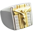 thumbnail image 1 of CZ Two-Tone Gold Stainless Steel Crucifix Ring, 1 of 1