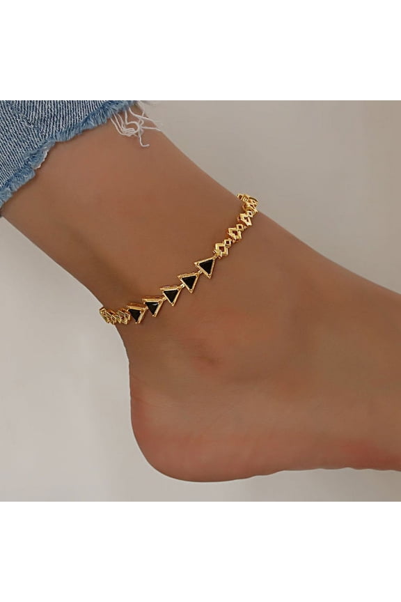 CZ stones triangle shaped Bling Anklets For Summer, with 5"+2" Inch Adjustable Size.