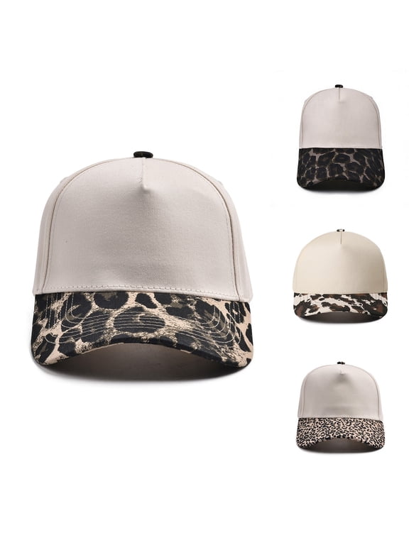 Hats for Women Dark Gray, Cheetah Print Womens Baseball Cap with Contrast Brim, Adjustable Trucker Sun Hat for Outdoor Summer